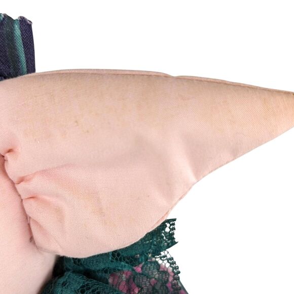 Vintage Fabric Pig Jar: Handmade Folk Art Whimsical Decor - Picture 5 of 8